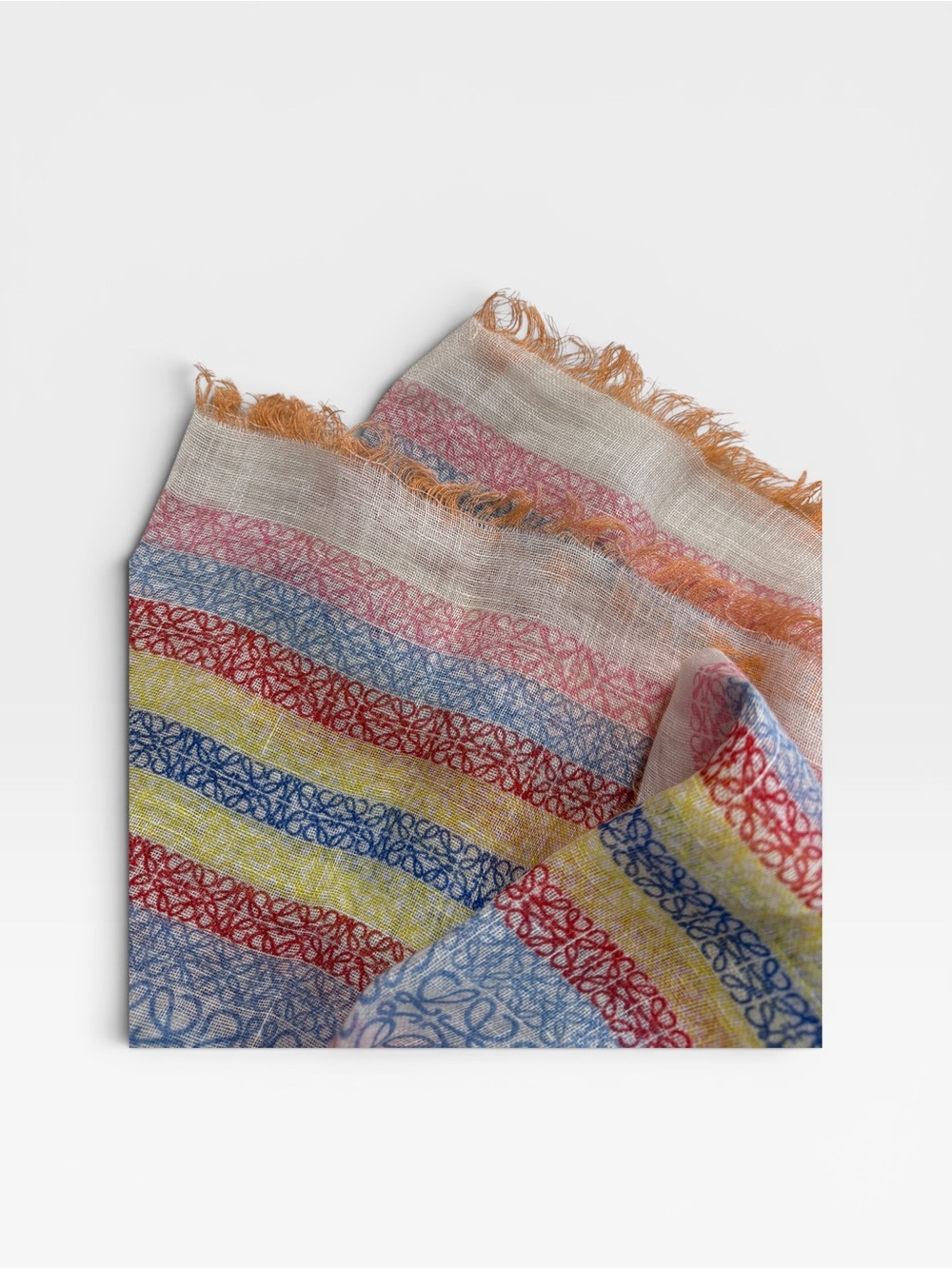 Loewe Multicolor Striped Logo-Print Scarf with Orange Fringe - Picture 2 of 2